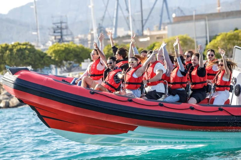 Alcudia: Sightseeing, Sea Caves & Snorkel Speedboat Tour - Aucanada Island: a fast photo framing stop