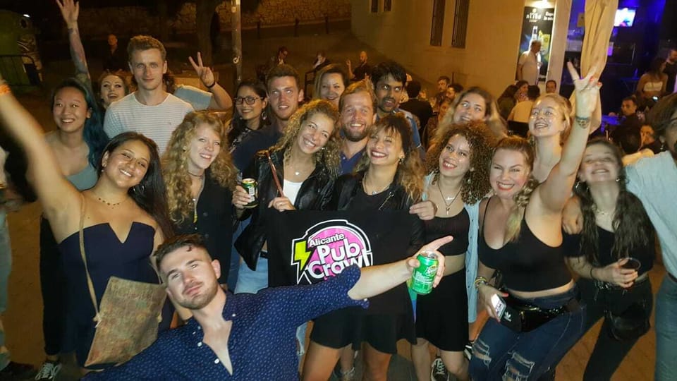 Alicante: Guided Pub Crawl with Shots and Beer - The club finale: VIP skip-the-line, cava, and UV neon fun