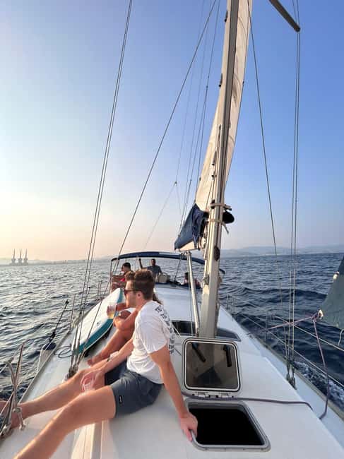 Barcelona Badalona : Sailboat Tour, Snacks, Drinks, Swimming - Watching Barcelona from sea level with binoculars (and less guesswork)