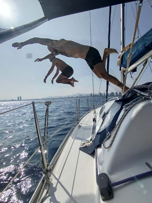 Barcelona Badalona : Sailboat Tour, Snacks, Drinks, Swimming - The swimming break: fun when conditions are right, and that’s okay