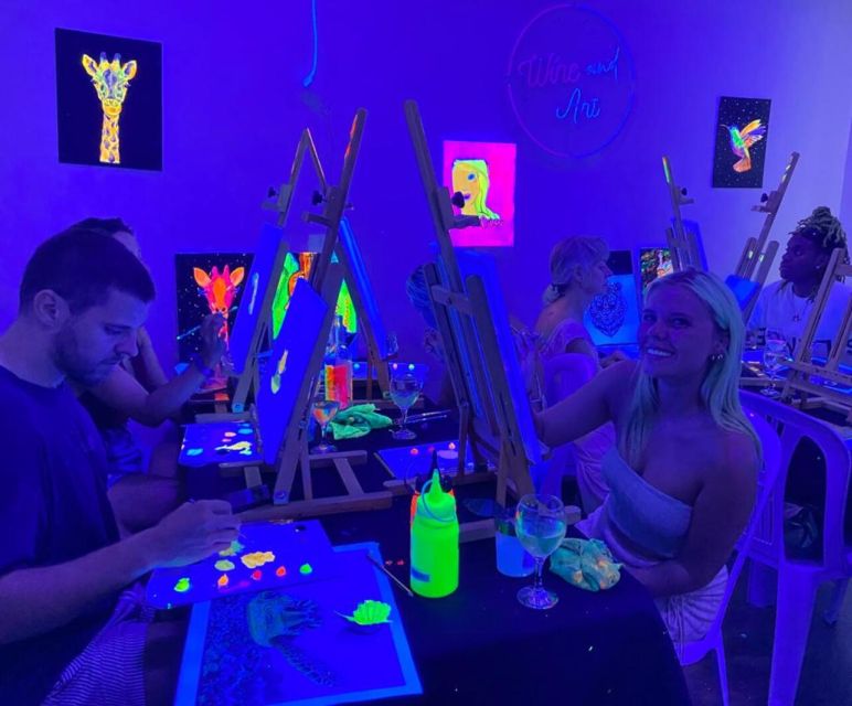 Barcelona: Fluorescent Paint and Wine Workshop - Instruction style: friendly coaching, not art school pressure