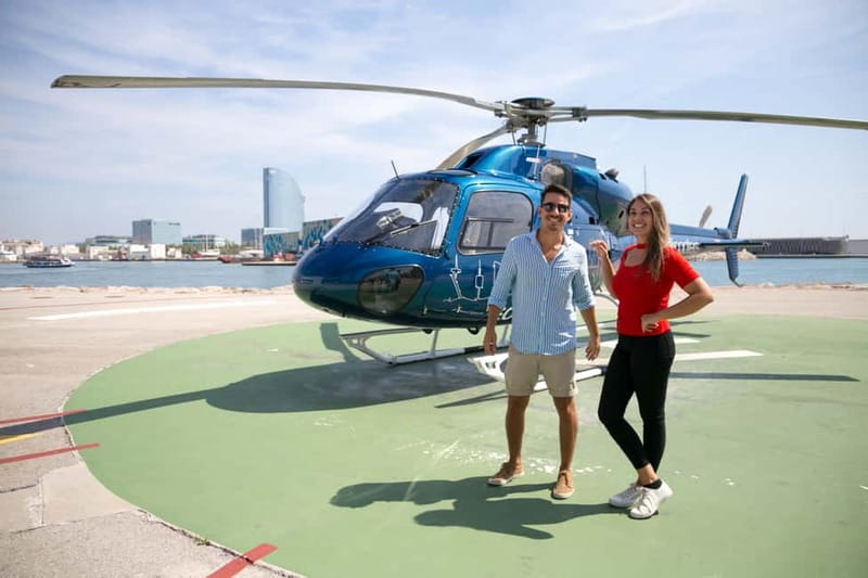 Barcelona: Helicopter Flight & Heliport Boat Transfer - Port Forum and the Blue Museum top: modern architecture from the sky