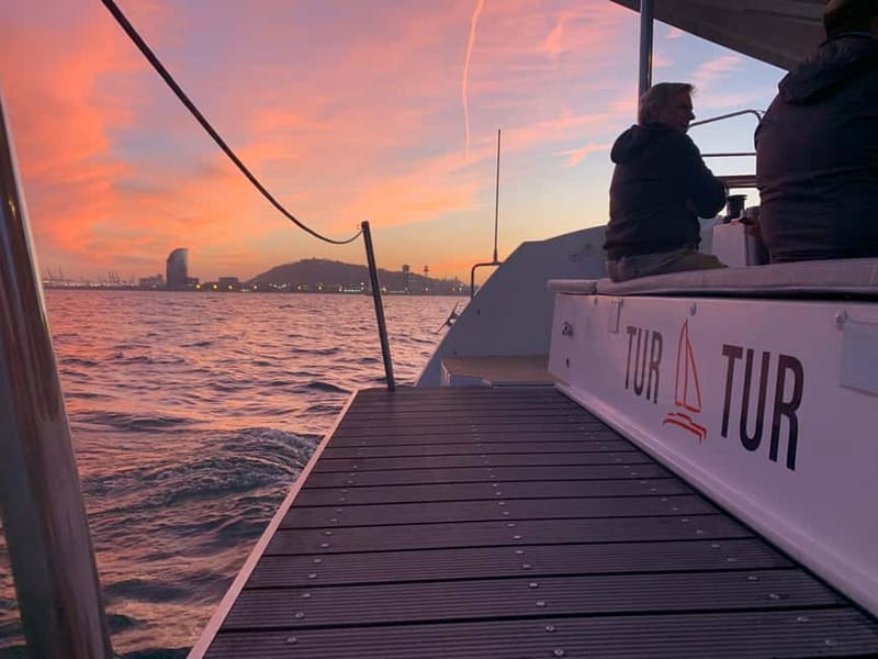 Barcelona: Luxury Catamaran Sunset Cruise - Your on-board setup: drinks, WiFi, music, and the no-outside-food rule