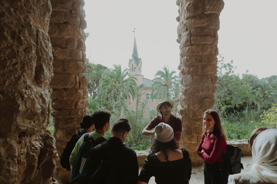 Barcelona: Park Güell & Sagrada Familia Guided Tour - Park Güell at the right pace: bench, staircase, and two classic pavilions