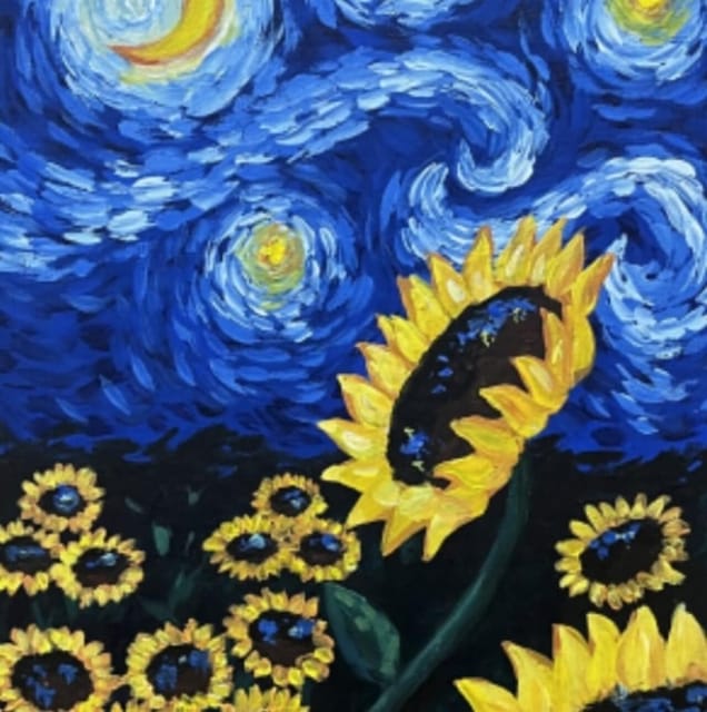 Barcelona: Wine and Van Gogh Paint and Sip Painting Class - Starting With a Blank Canvas (and a Plan)
