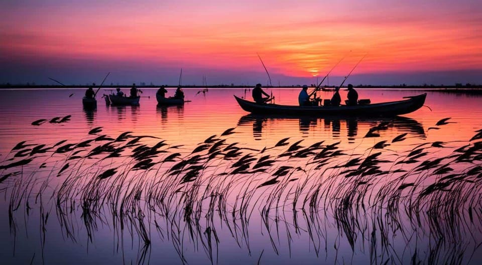 From Valencia: Albufera Natural Park with Sunset Boat Tour - Sunset boat cruise across calm lagoon waters