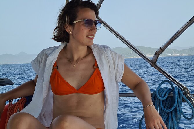 Ibiza & Formentera Private Deluxe Sailing: Full Day - Playa des Codolar and the coastline show: cliffs, coves, and sea breeze