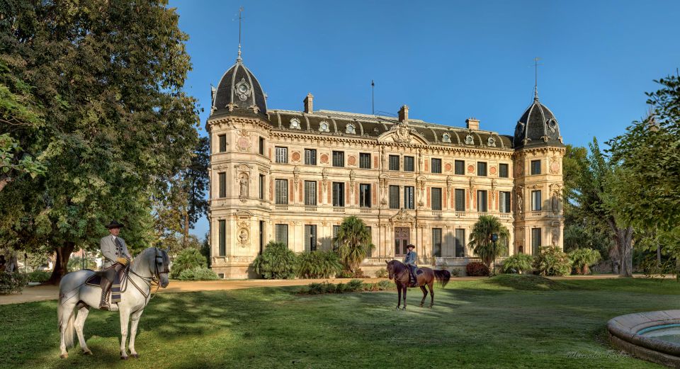 Jerez: Royal Andalusian School of Equestrian Art Admission - Entering the Royal School: reception, gardens, and a Charles Garnier palace