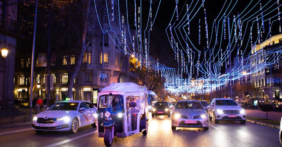 Madrid: Private Christmas Lights Tour by Eco Tuk-Tuk - Photo moments: National Library, Cibeles Fountain, and where the route earns its keep