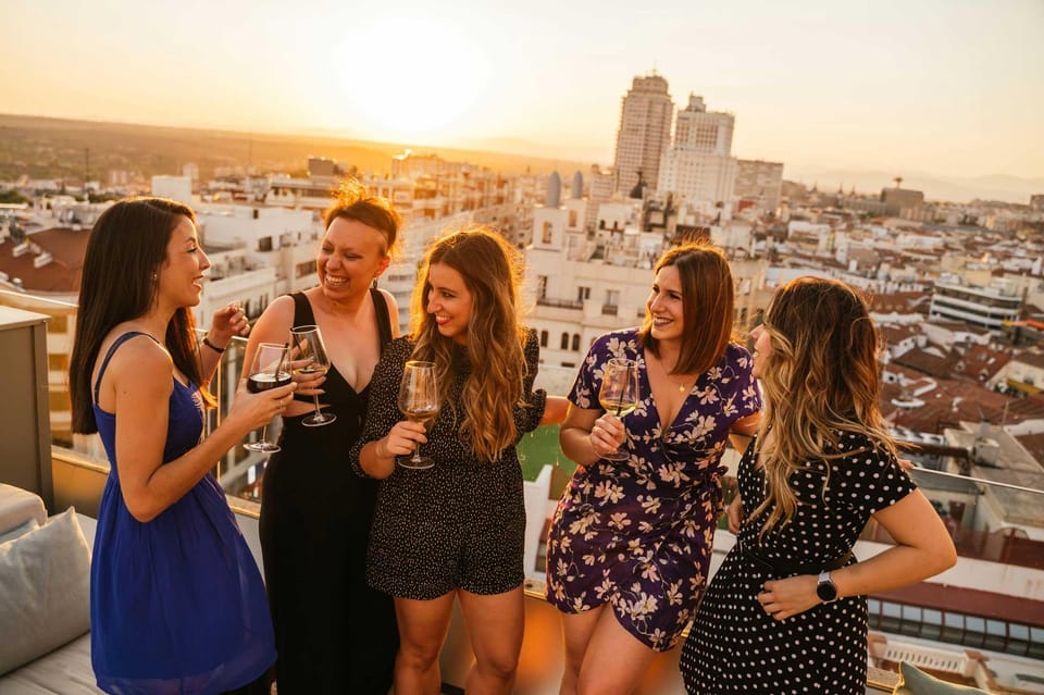 Madrid: Tapas & Wine Tour with Visit to a Rooftop - Plaza del Callao and Sunset Views: The Night Turns Photogenic