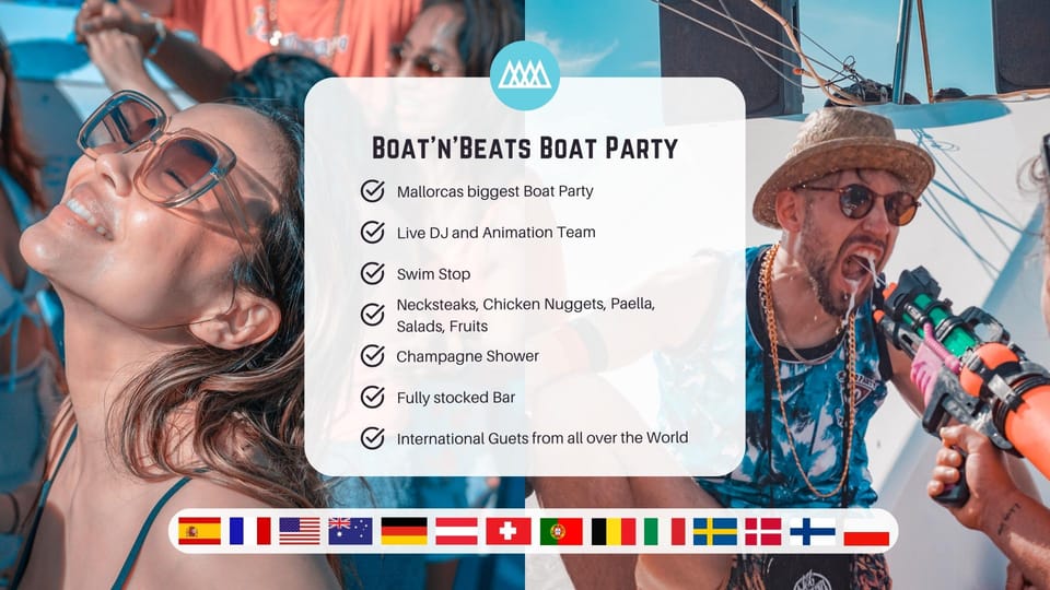 Mallorca: Boat Party with DJ, Buffet and Entertainment - Cruising the coast before Cala Delta anchors