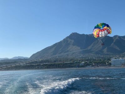Marbella from the heights: Parasailing - Finding the Frontline Meeting Point Next to El Paname
