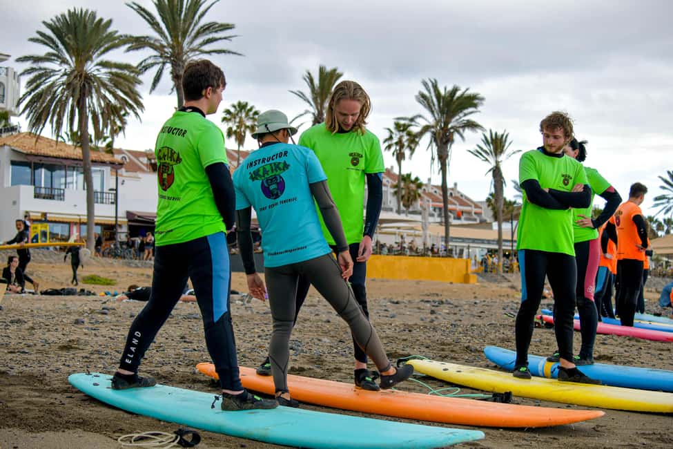 Surf in Tenerife – Photos Included & Stand Up From Day One - Gear right on Playa: board, wetsuit, water shoes, and lockers